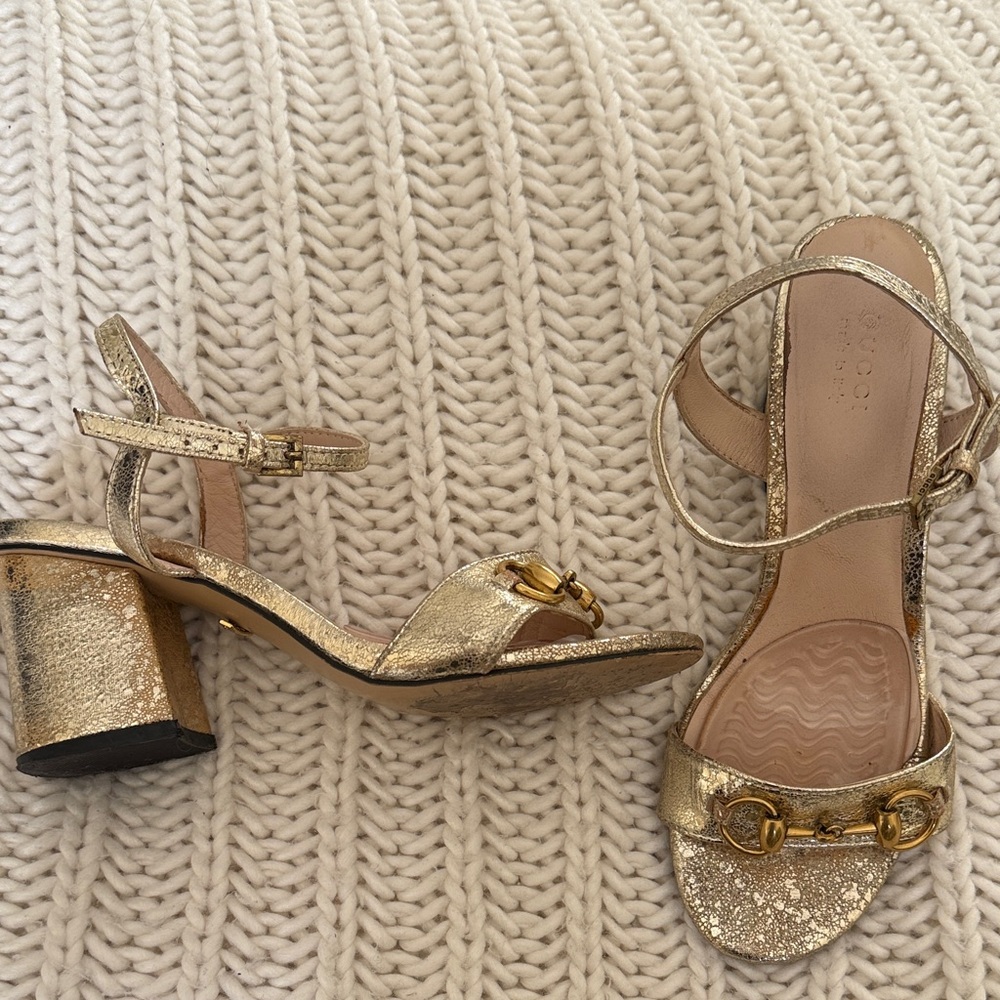 Horsebit Gold Sandal Heels